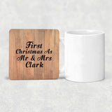 First Christmas As Mr & Mrs Clark - Drink Coaster C