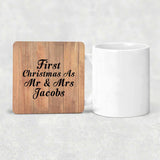First Christmas As Mr & Mrs Jacobs - Drink Coaster C