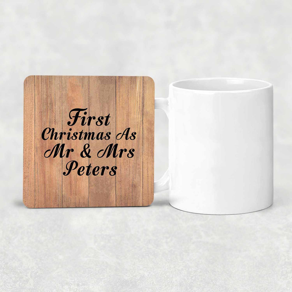 First Christmas As Mr & Mrs Peters - Drink Coaster C