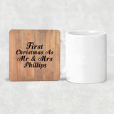 First Christmas As Mr & Mrs Phillips - Drink Coaster C