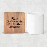 First Christmas As Mr & Mrs Stephens - Drink Coaster C