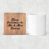 First Christmas As Mr & Mrs Torres - Drink Coaster C
