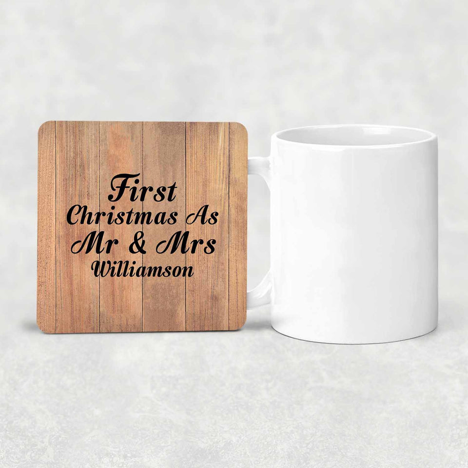 First Christmas As Mr & Mrs Williamson - Drink Coaster C