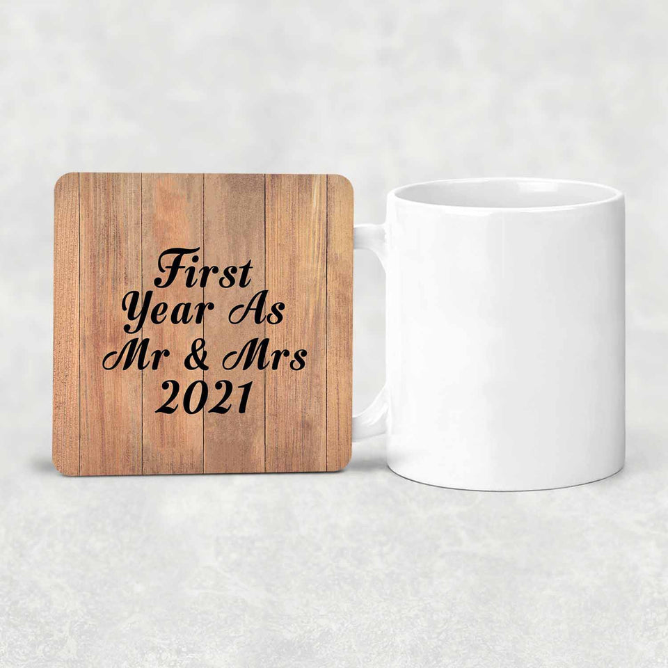 First Year As Mr & Mrs 2021 - Drink Coaster C