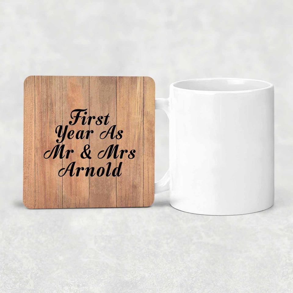 First Year As Mr & Mrs Arnold - Drink Coaster C