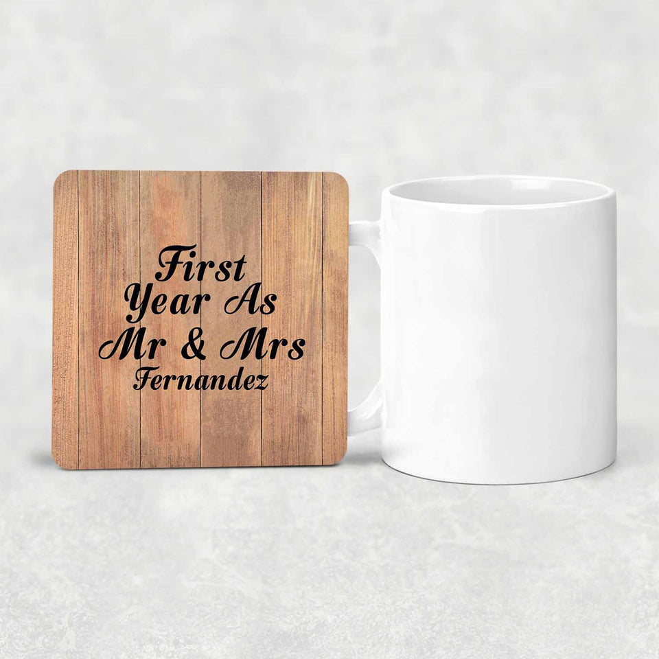 First Year As Mr & Mrs Fernandez - Drink Coaster C