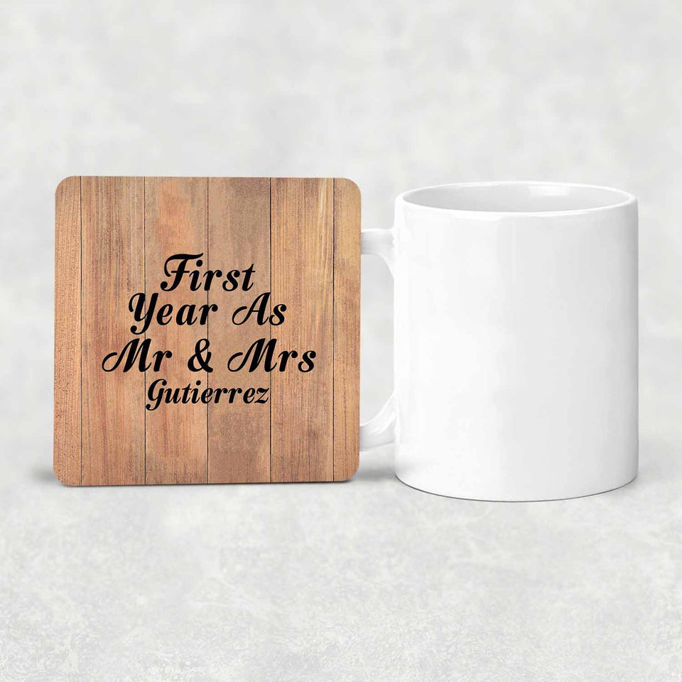 First Year As Mr & Mrs Gutierrez - Drink Coaster C
