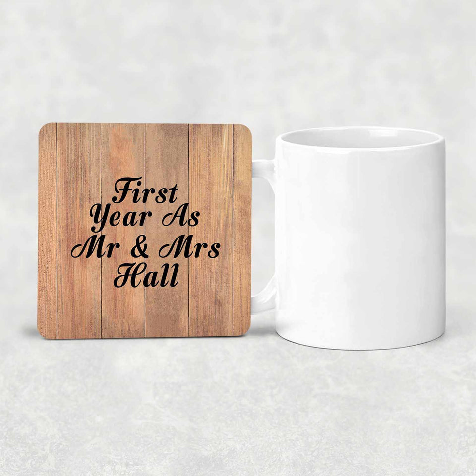 First Year As Mr & Mrs Hall - Drink Coaster C