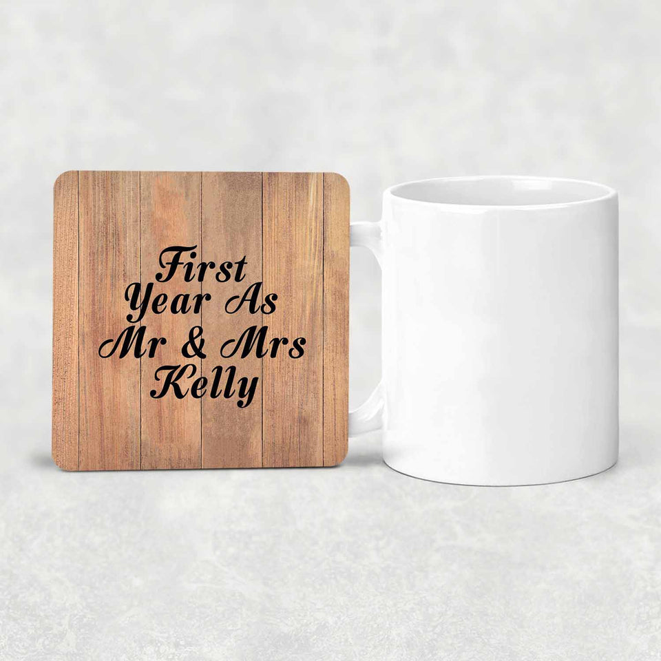 First Year As Mr & Mrs Kelly - Drink Coaster C