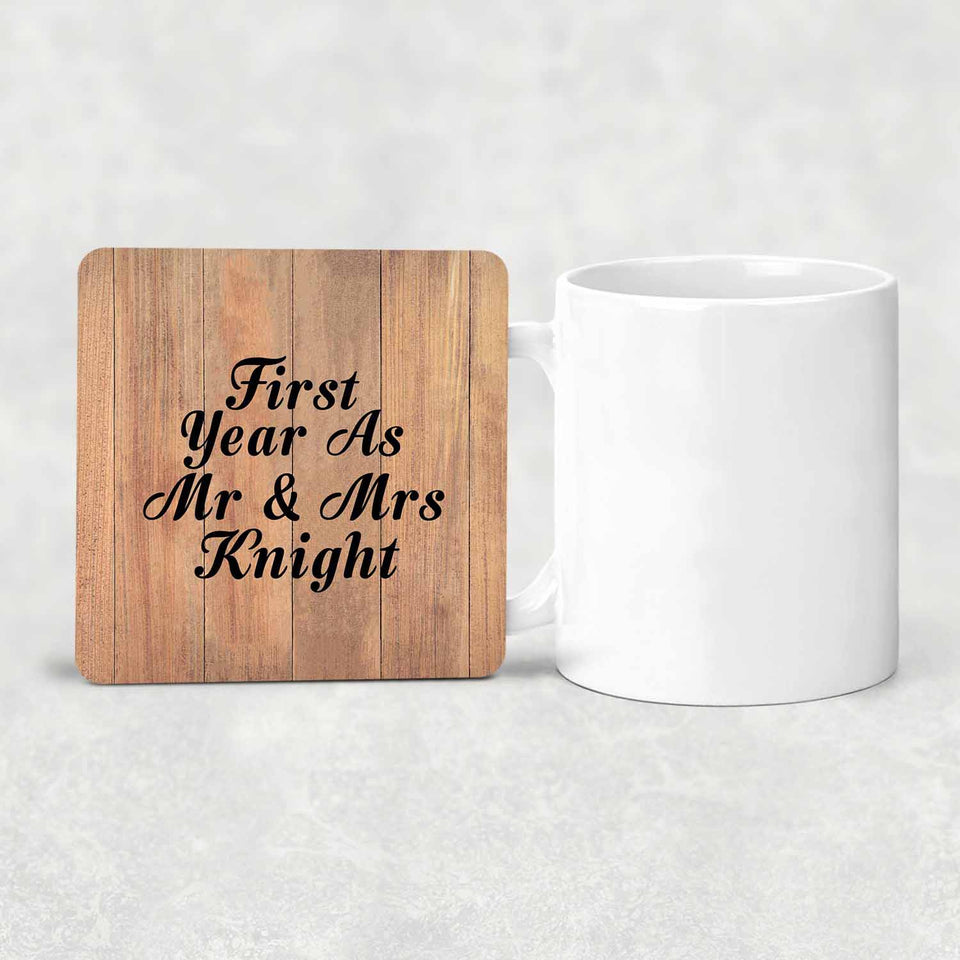 First Year As Mr & Mrs Knight - Drink Coaster C