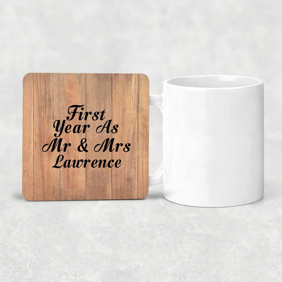 First Year As Mr & Mrs Lawrence - Drink Coaster C