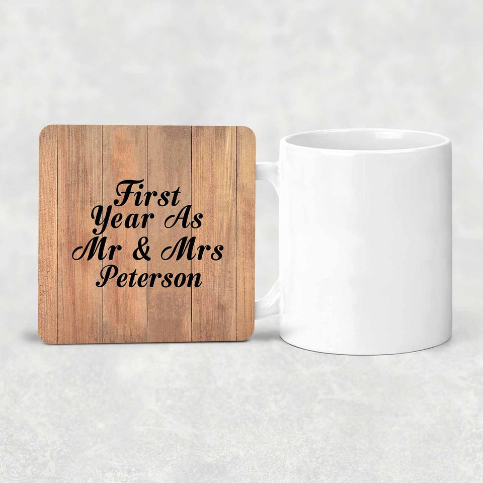 First Year As Mr & Mrs Peterson - Drink Coaster C
