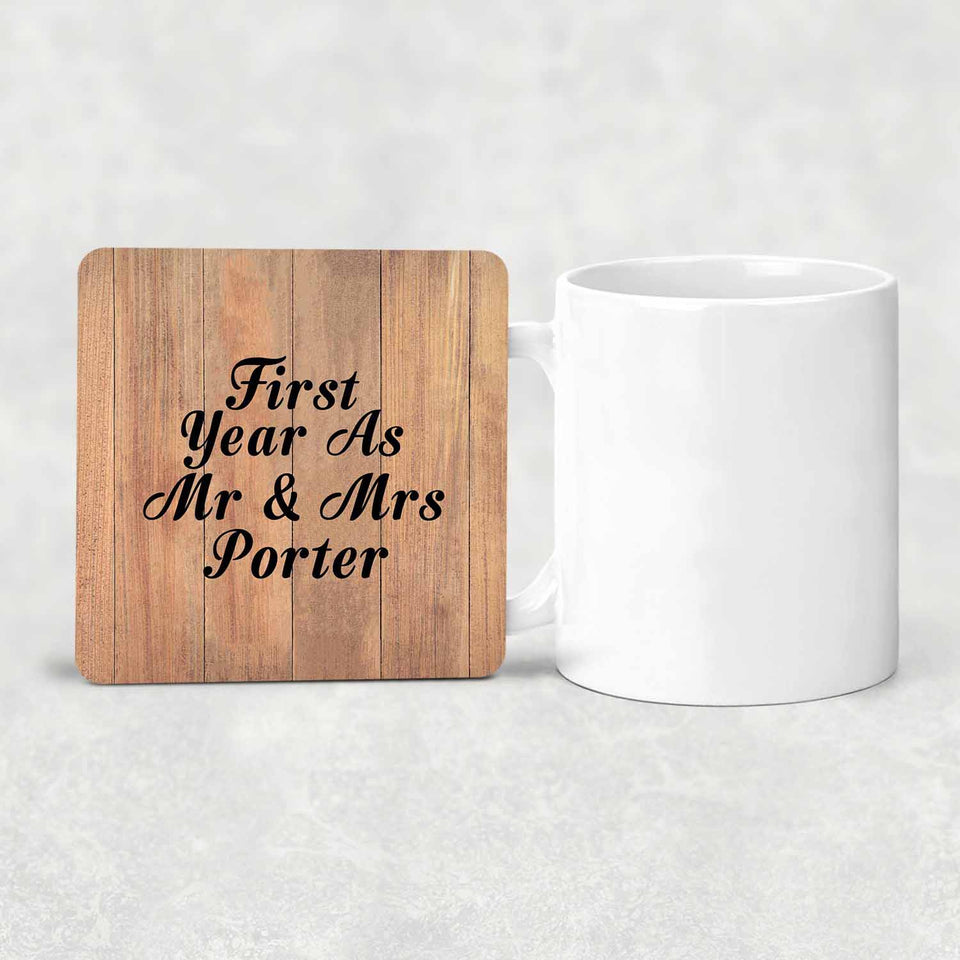 First Year As Mr & Mrs Porter - Drink Coaster C