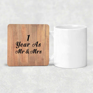 1 Year As Mr & Mrs - Drink Coaster C