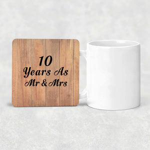 10 Years As Mr & Mrs - Drink Coaster C