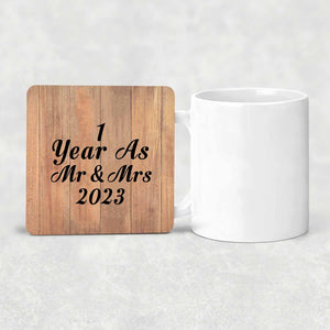 1 Year As Mr & Mrs 2023 - Drink Coaster C