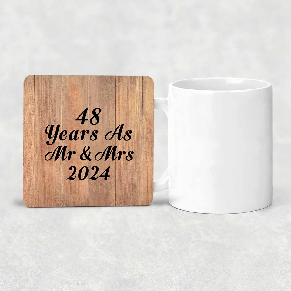 48 Years As Mr & Mrs 2024 - Drink Coaster C