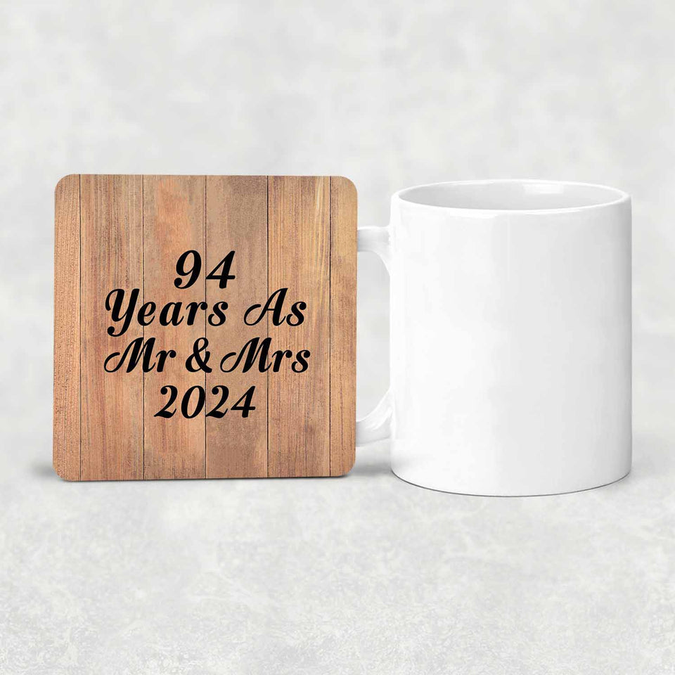 94 Years As Mr & Mrs 2024 - Drink Coaster C