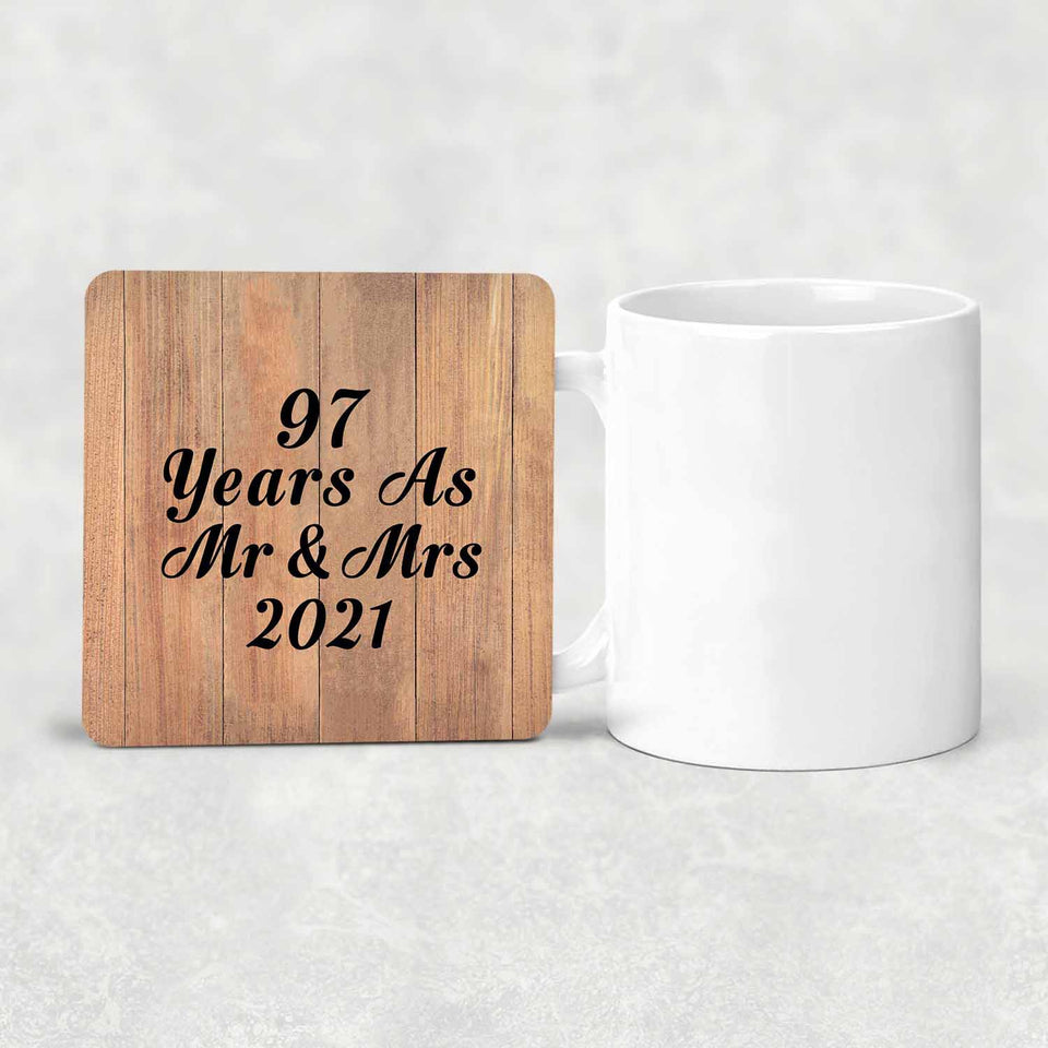 97 Years As Mr & Mrs 2021 - Drink Coaster C
