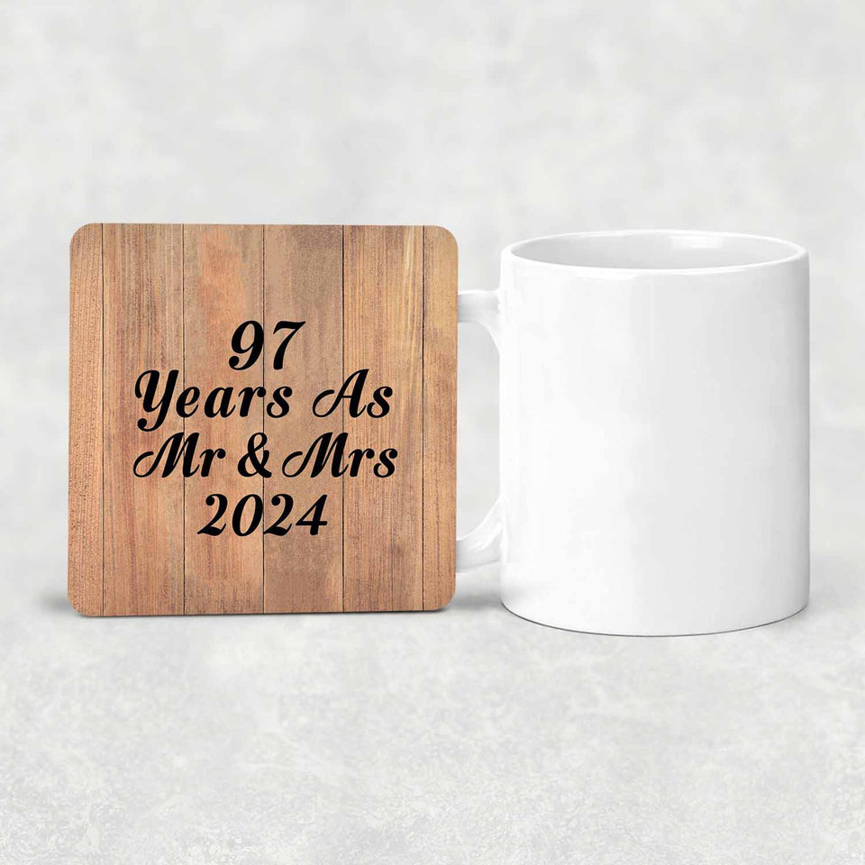 97 Years As Mr & Mrs 2024 - Drink Coaster C
