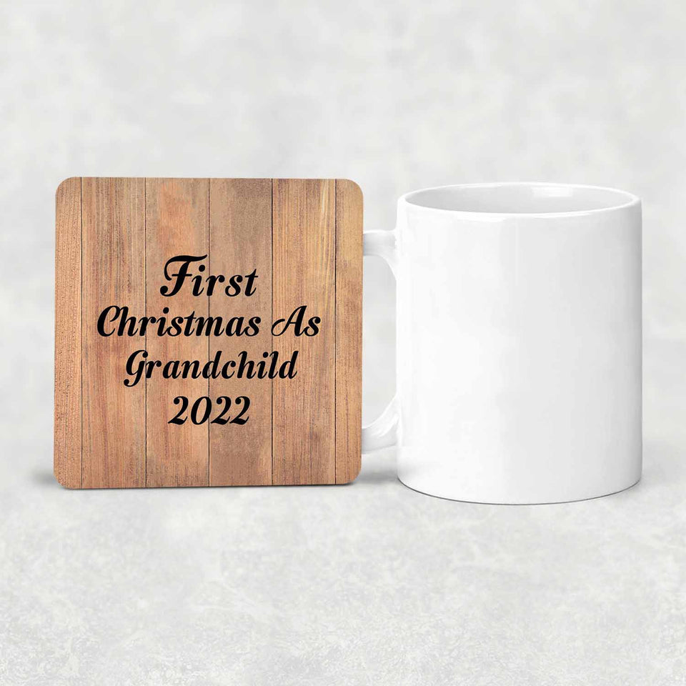 First Christmas As Grandchild 2022 - Drink Coaster C