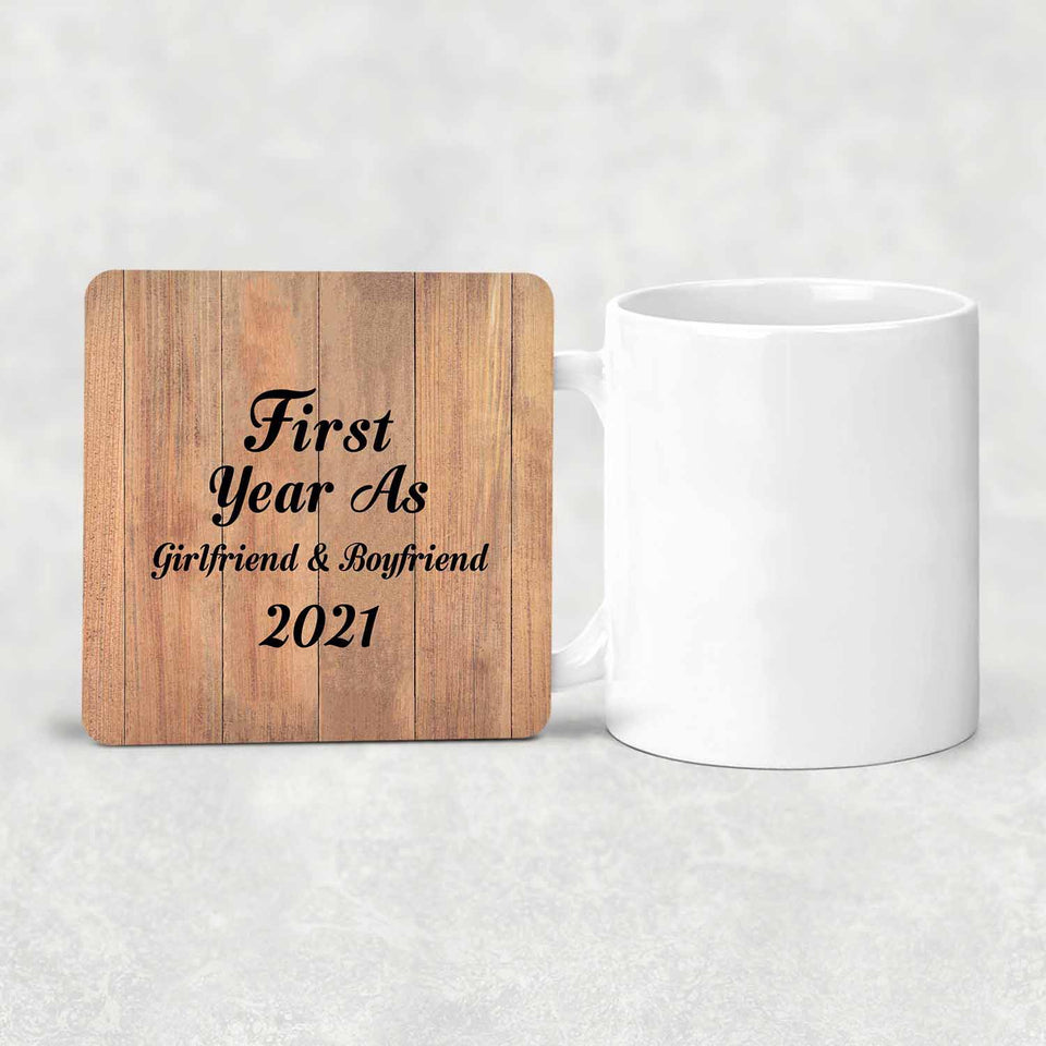 First Year As Girlfriend & Boyfriend 2021 - Drink Coaster C