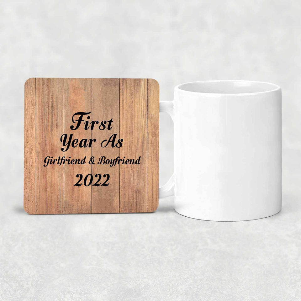 First Year As Girlfriend & Boyfriend 2022 - Drink Coaster C