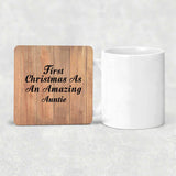 First Christmas As An Amazing Auntie - Drink Coaster C