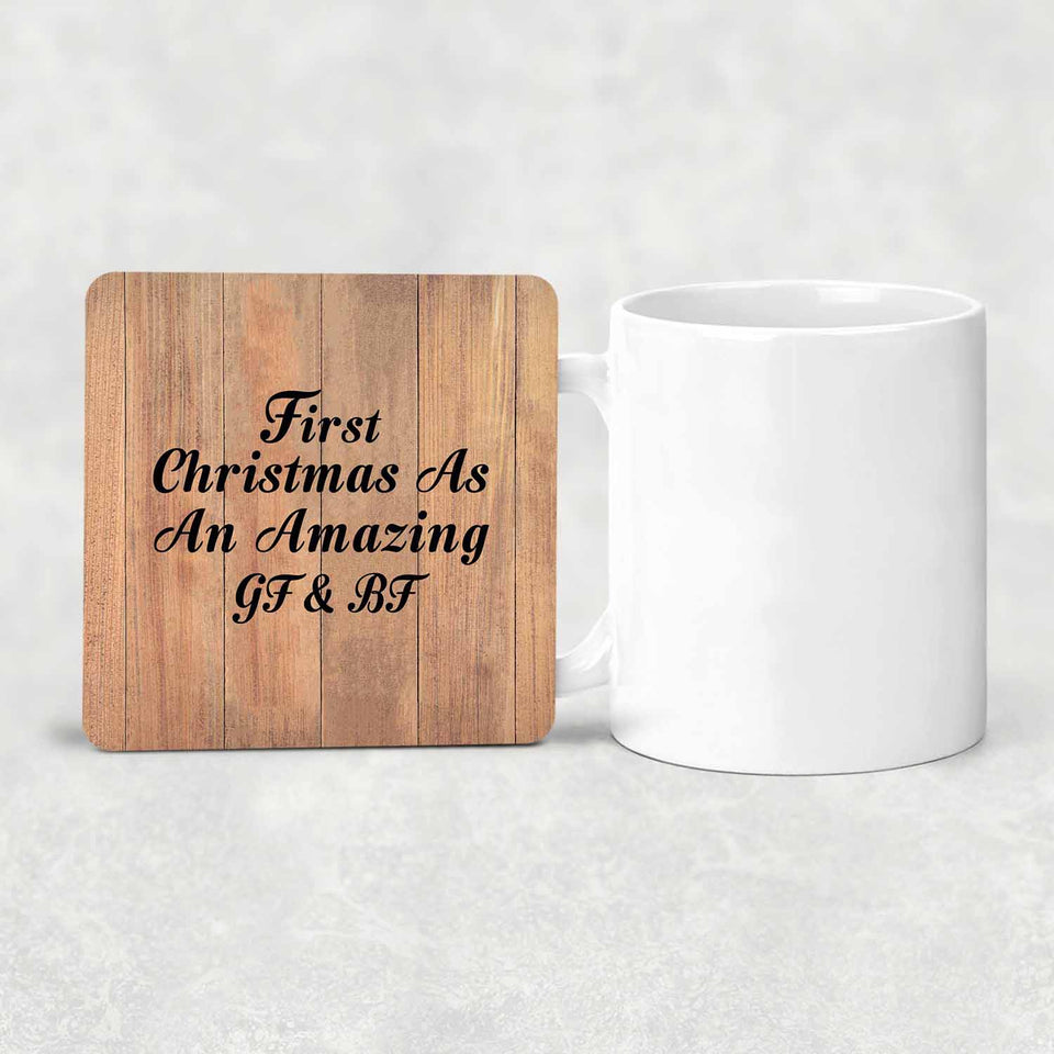 First Christmas As An Amazing Gf & Bf - Drink Coaster C