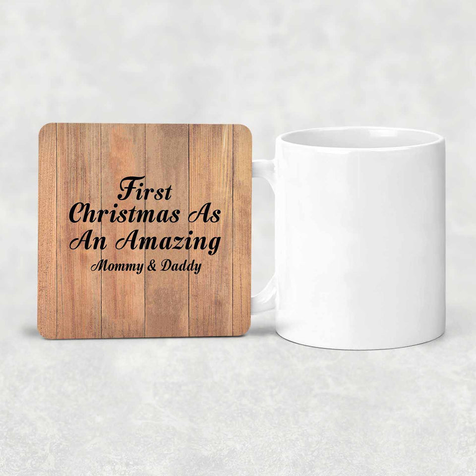 First Christmas As An Amazing Mommy & Daddy - Drink Coaster C