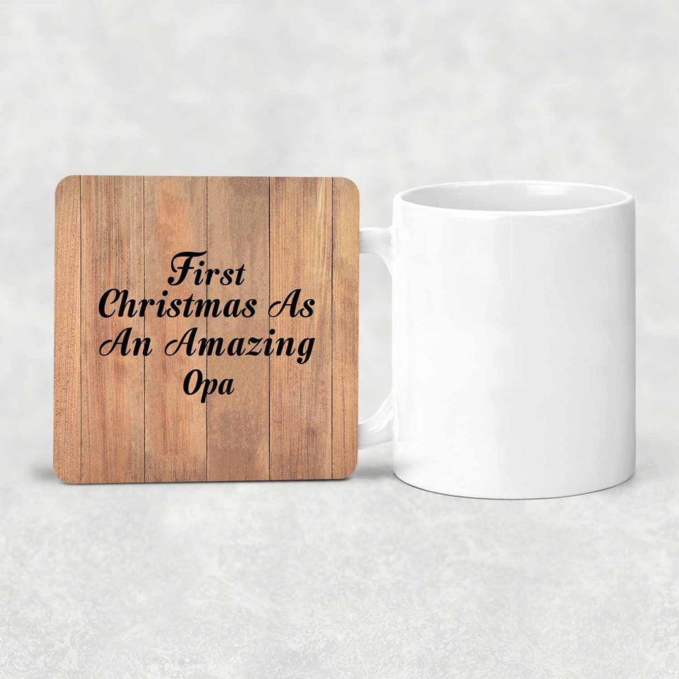 First Christmas As An Amazing Opa - Drink Coaster C