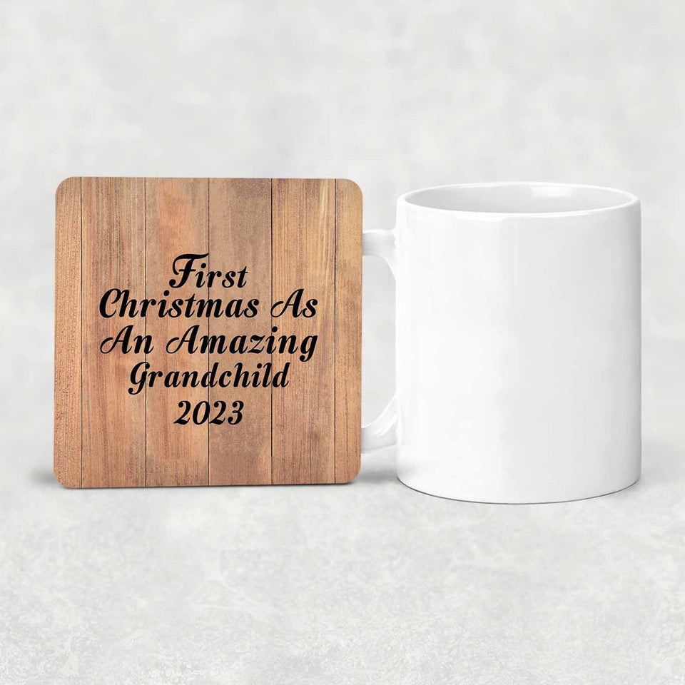 First Christmas As An Amazing Grandchild 2023 - Drink Coaster C
