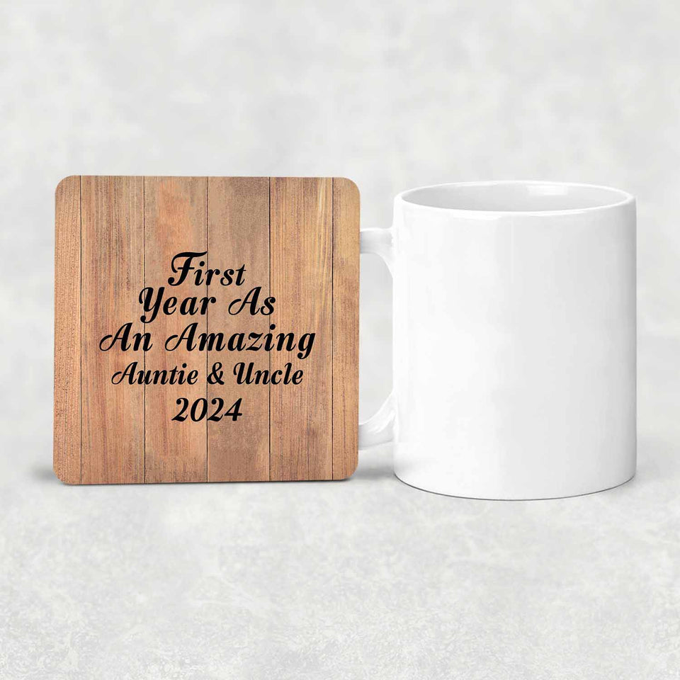 First Year As An Amazing Auntie & Uncle 2024 - Drink Coaster C