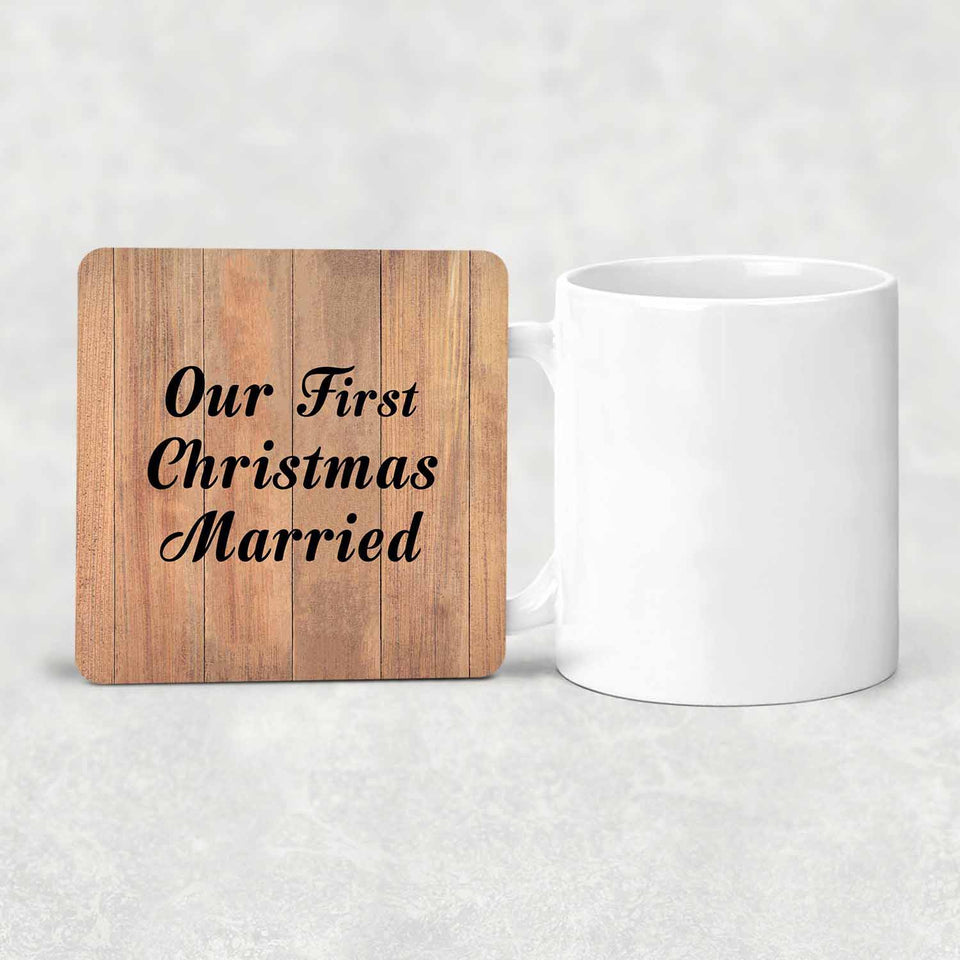 Our First Christmas Married - Drink Coaster C