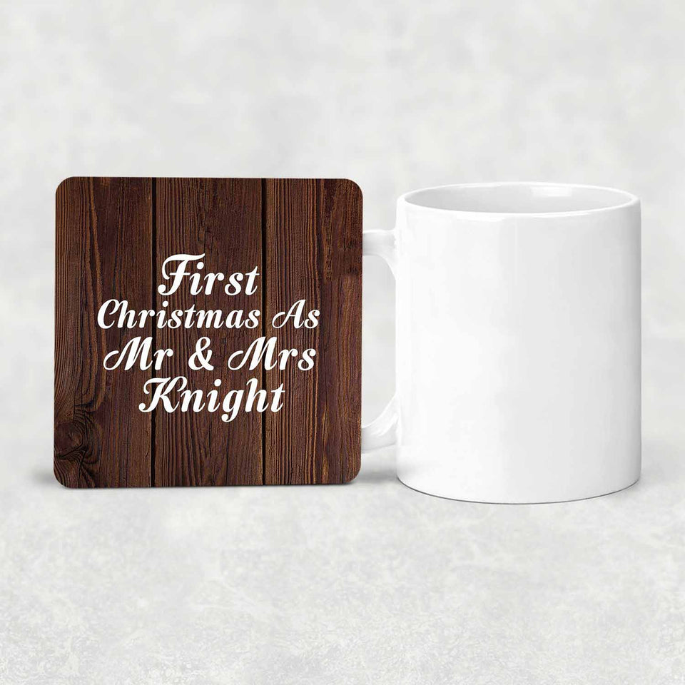 First Christmas As Mr & Mrs Knight - Drink Coaster D