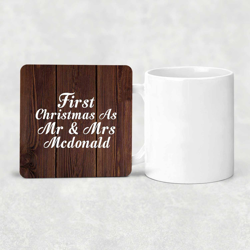 First Christmas As Mr & Mrs Mcdonald - Drink Coaster D