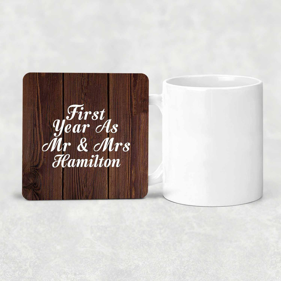 First Year As Mr & Mrs Hamilton - Drink Coaster D