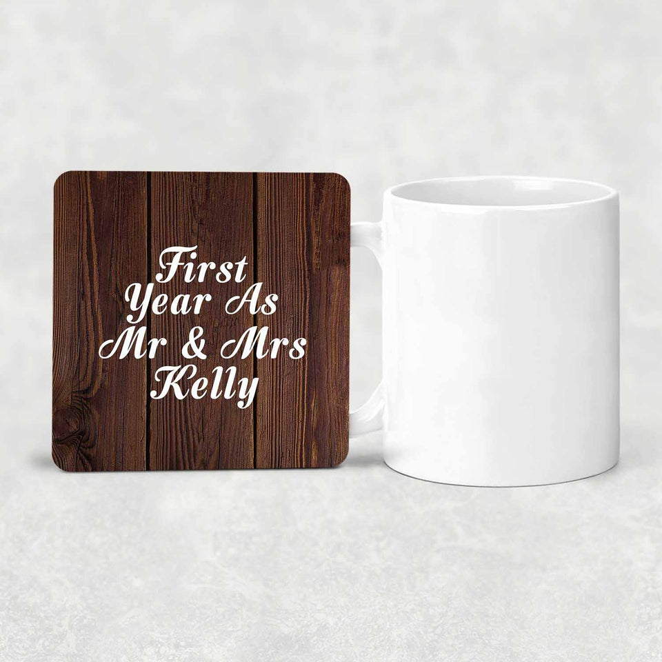 First Year As Mr & Mrs Kelly - Drink Coaster D