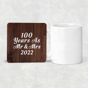 100th Anniversary 100 Years As Mr & Mrs 2022 - Drink Coaster D