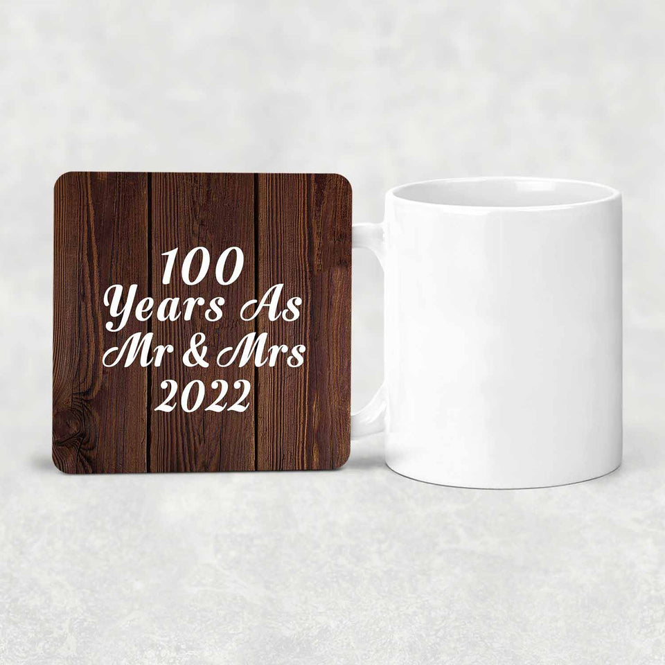 100th Anniversary 100 Years As Mr & Mrs 2022 - Drink Coaster D
