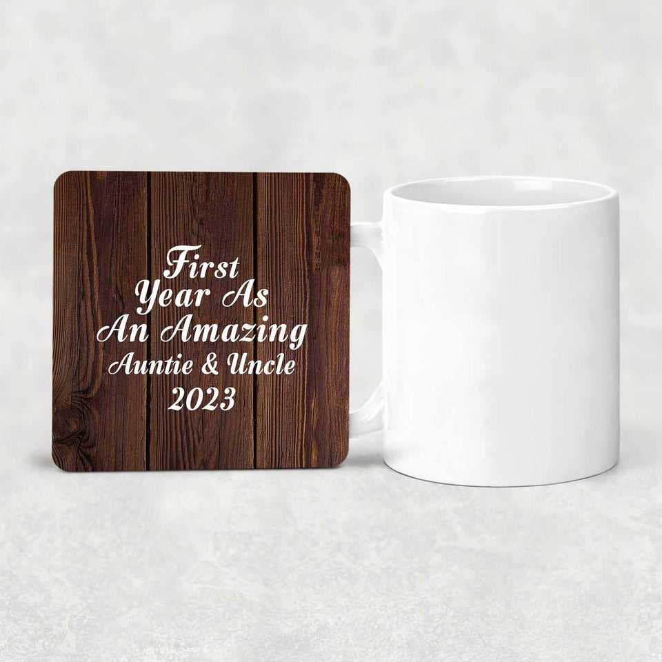 First Year As An Amazing Auntie & Uncle 2023 - Drink Coaster D