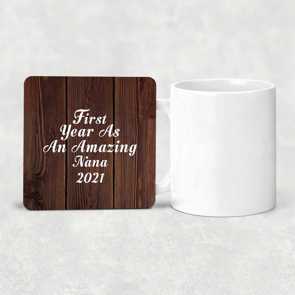 First Year As An Amazing Nana 2021 - Drink Coaster D