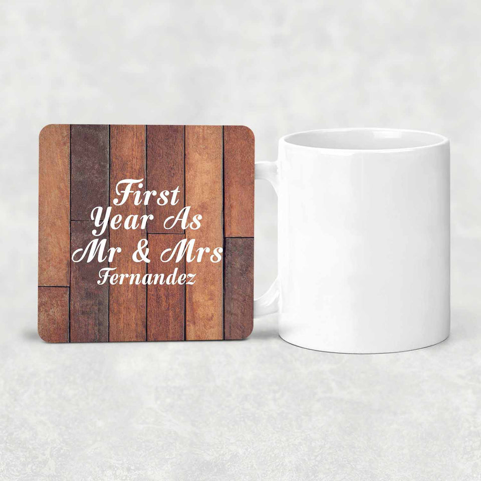 First Year As Mr & Mrs Fernandez - Drink Coaster E