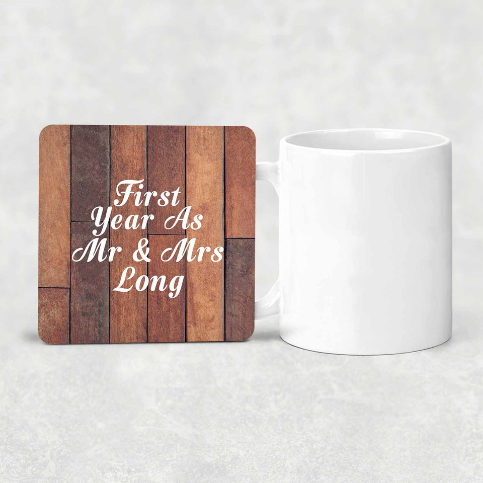 First Year As Mr & Mrs Long - Drink Coaster E