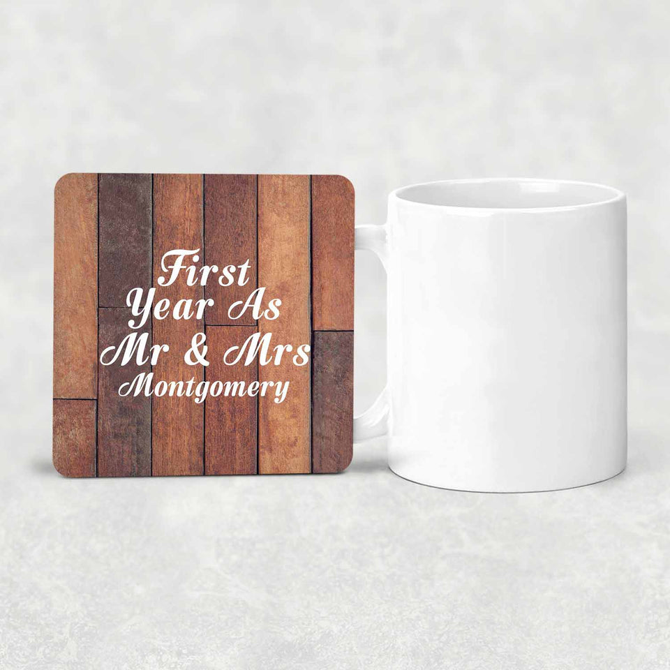 First Year As Mr & Mrs Montgomery - Drink Coaster E