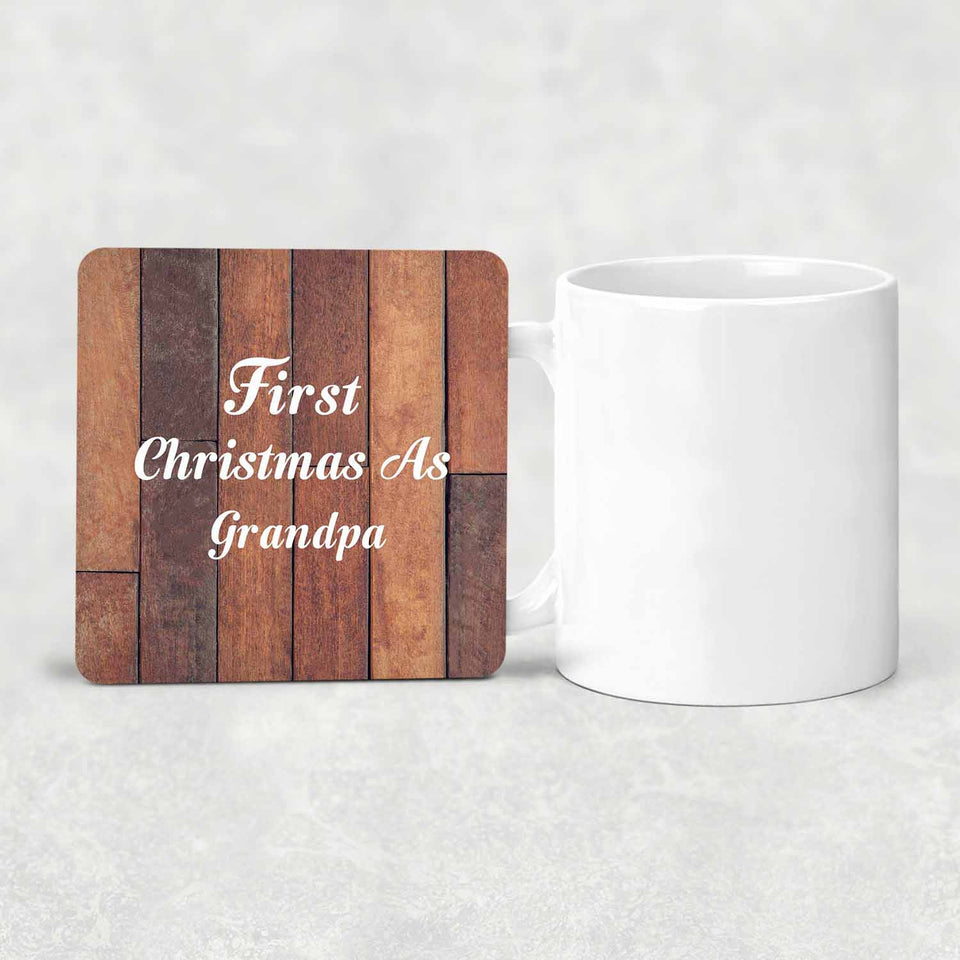 First Christmas As Grandpa - Drink Coaster E