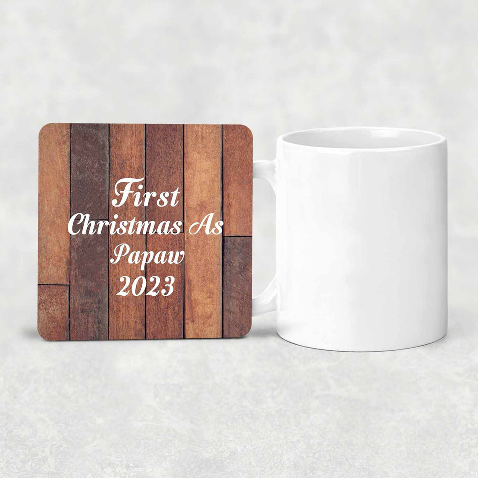 First Christmas As Papaw 2023 - Drink Coaster E