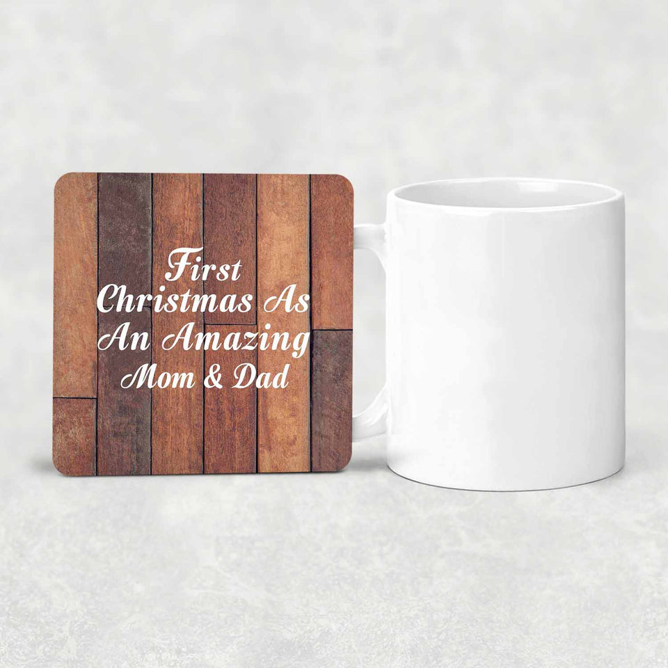 First Christmas As An Amazing Mom & Dad - Drink Coaster E