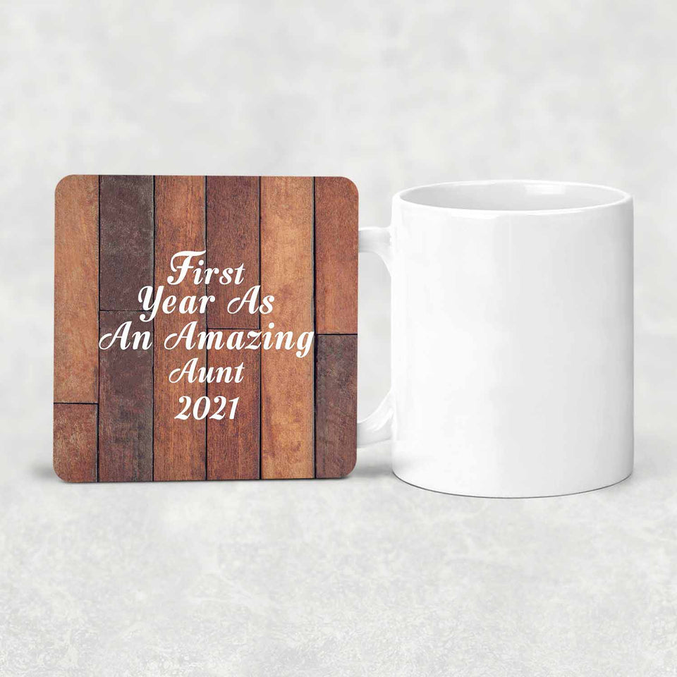 First Year As An Amazing Aunt 2021 - Drink Coaster E