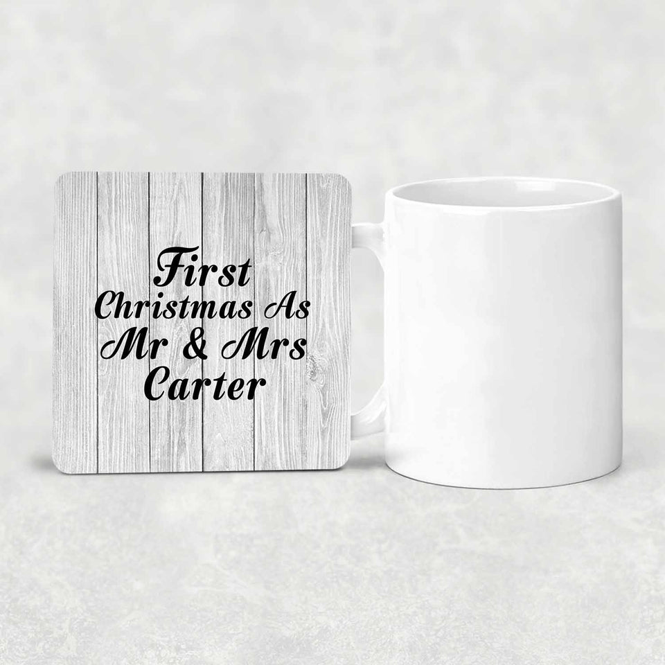 First Christmas As Mr & Mrs Carter - Drink Coaster F